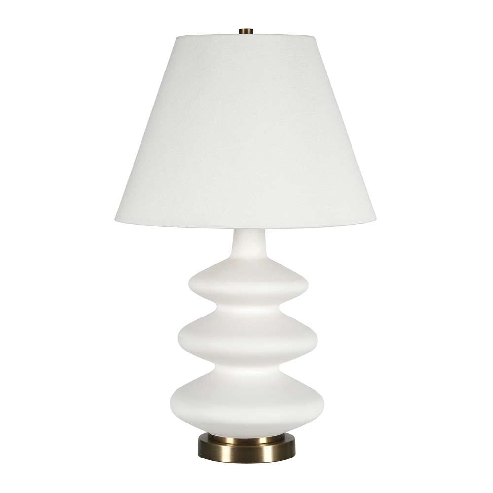 Hudson & Canal - Carleta 26.5in Tall Triple Gourd Table Lamp with Fabric Shade in White/White - TL0386 veiw 1