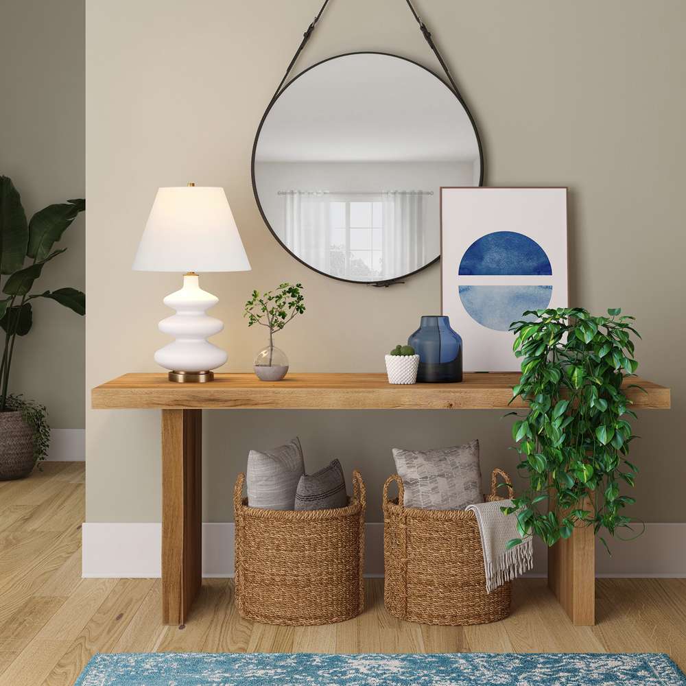 Hudson & Canal - Carleta 26.5in Tall Triple Gourd Table Lamp with Fabric Shade in White/White - TL0386 veiw 3