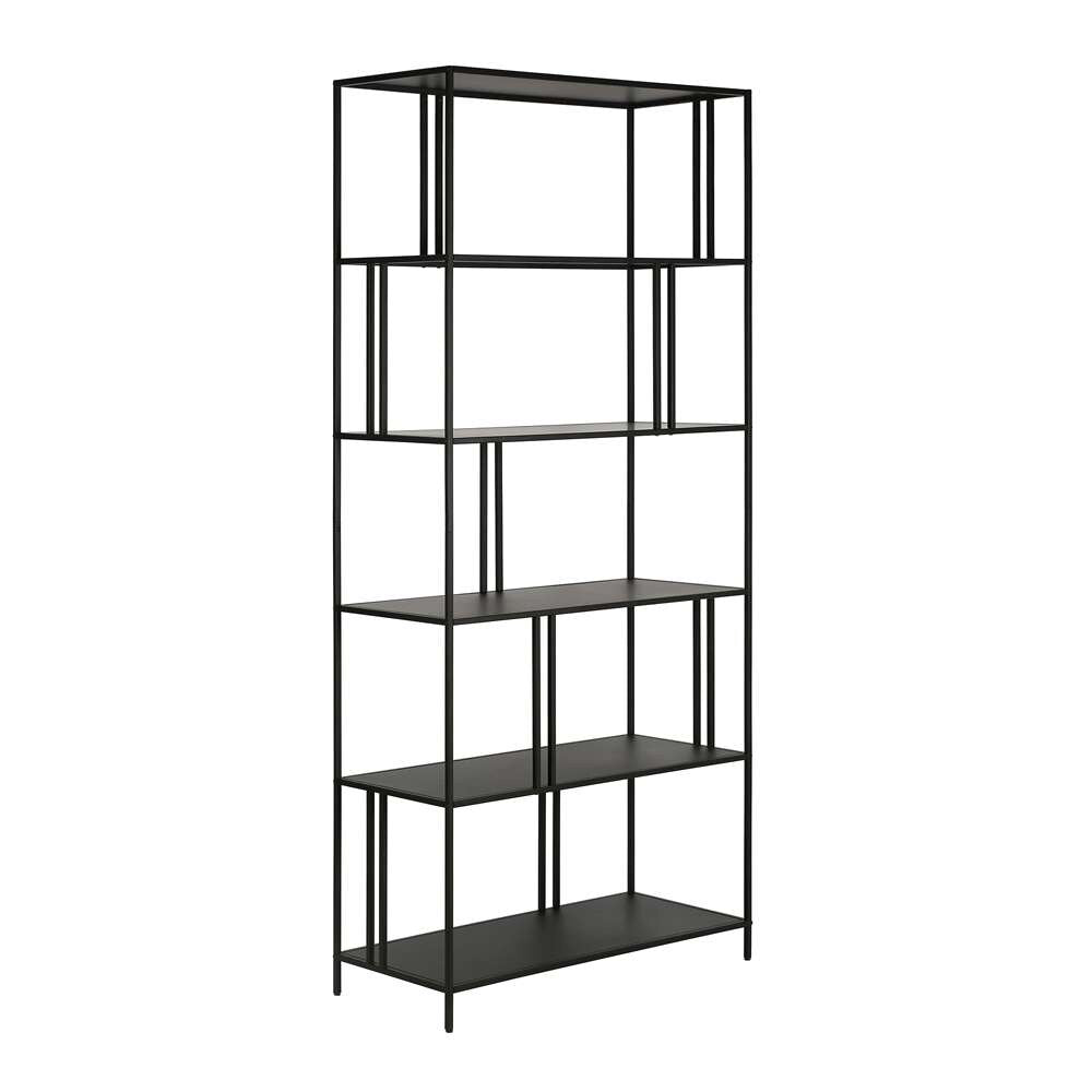 Hudson & Canal - Cortland 34in Wide Rectangular Bookcase in Blackened Bronze - BK0346 veiw 1