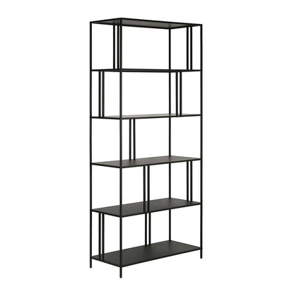 Hudson & Canal - Cortland 34in Wide Rectangular Bookcase in Blackened Bronze - BK0346 veiw 1