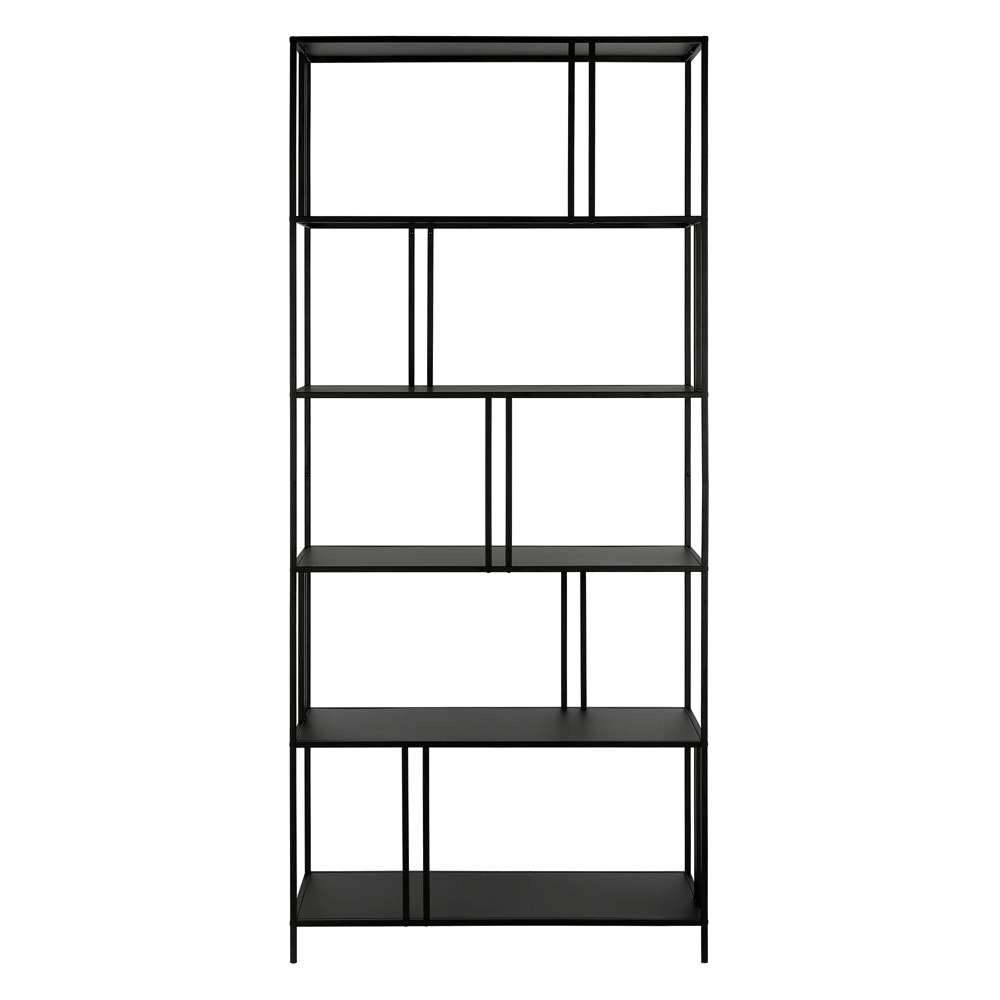 Hudson & Canal - Cortland 34in Wide Rectangular Bookcase in Blackened Bronze - BK0346 veiw 3
