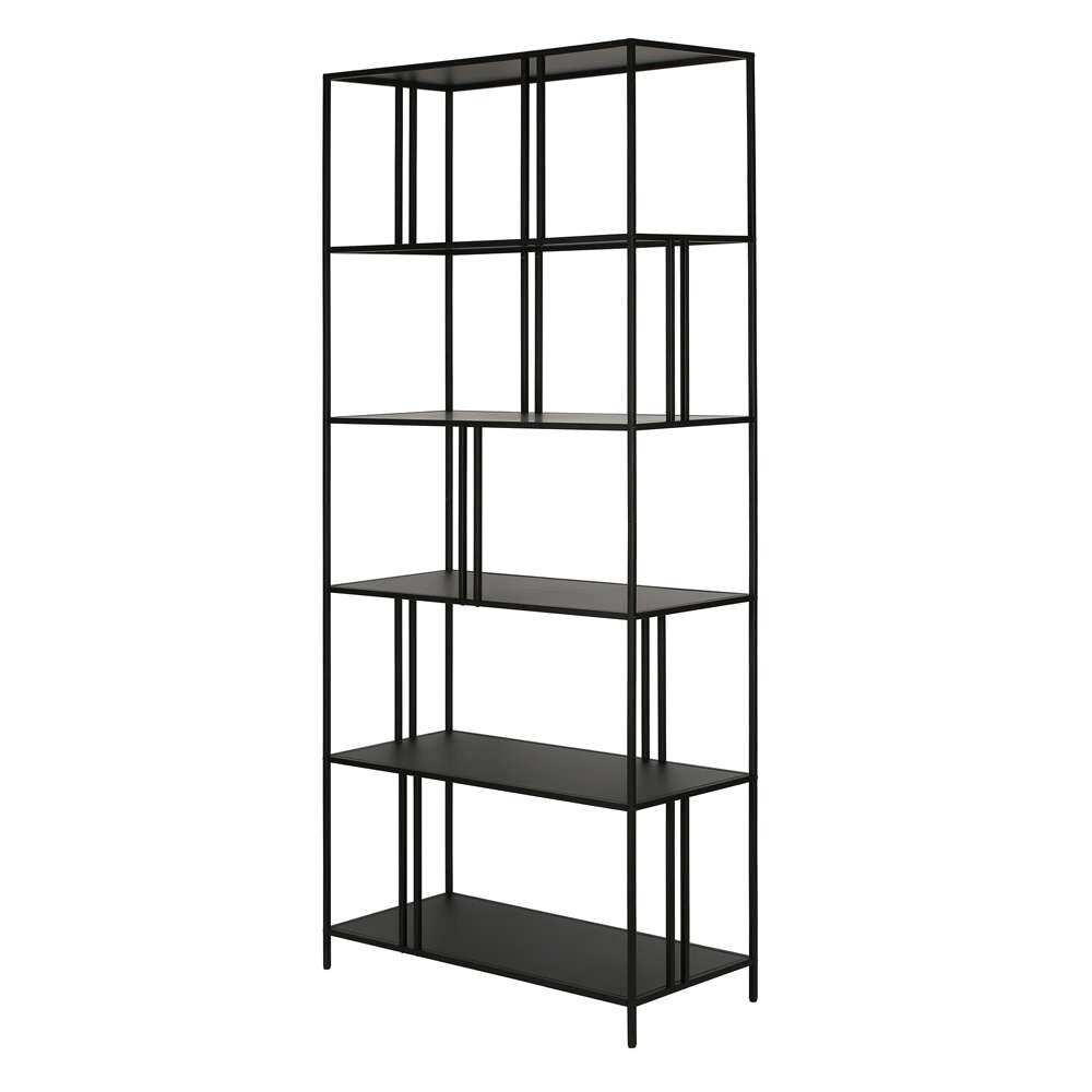 Hudson & Canal - Cortland 34in Wide Rectangular Bookcase in Blackened Bronze - BK0346 veiw 4