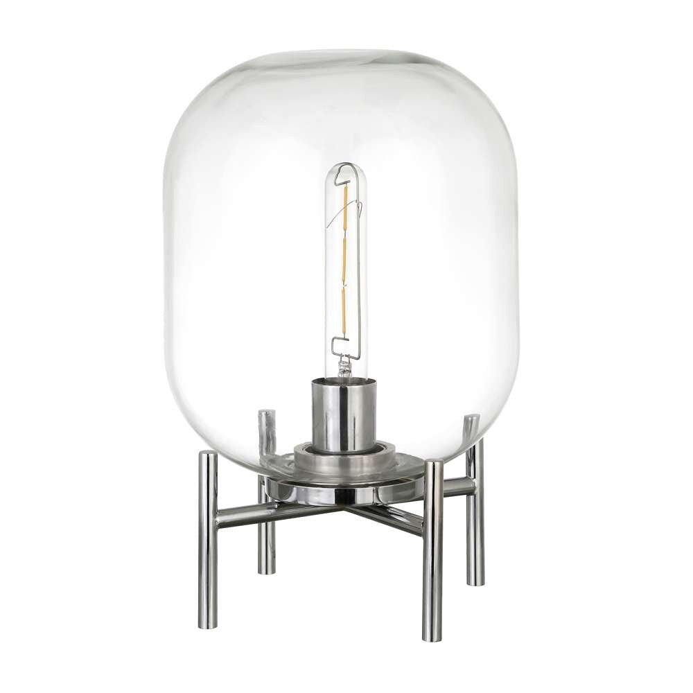 Hudson & Canal - Edison 15.38in Tall Table Lamp with Glass Shade in Polished Nickel/Clear - TL0440 veiw 1