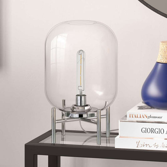 Hudson & Canal - Edison 15.38in Tall Table Lamp with Glass Shade in Polished Nickel/Clear - TL0440 veiw 2