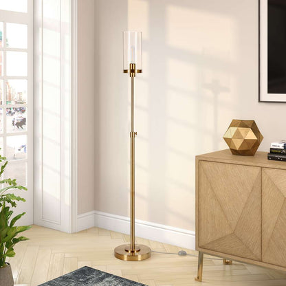 Hudson & Canal - Frieda 66in Tall Floor Lamp with Glass Shade in Brass/Clear - FL0309 veiw 2