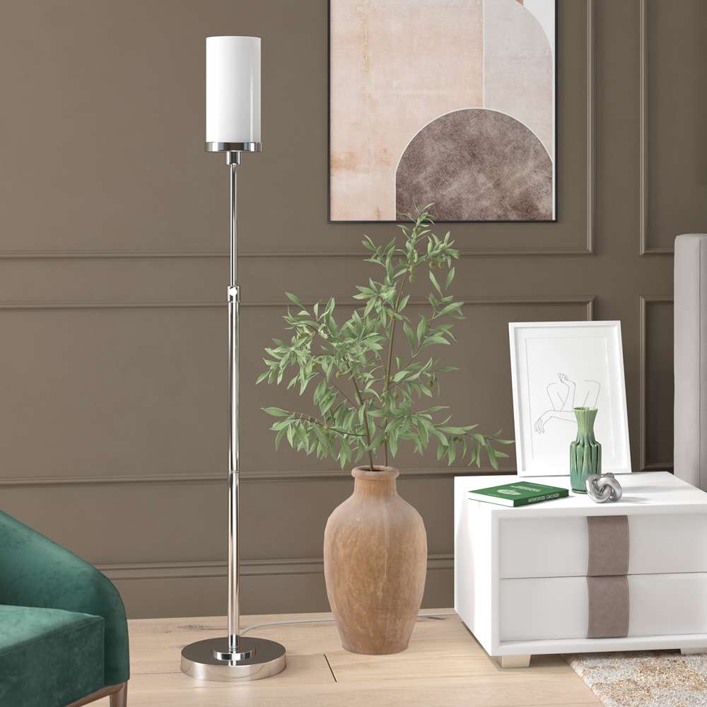 Hudson & Canal - Frieda 66in Tall Floor Lamp with Glass Shade in Polished Nickel/White Milk - FL1085 veiw 2