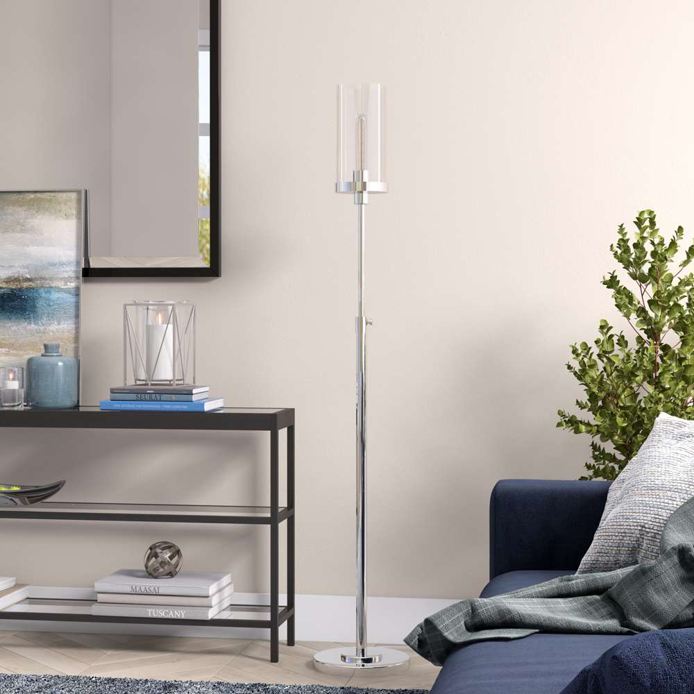 Hudson & Canal - Frieda 66in Tall Floor Lamp with Glass Shade in Polished Nickel/Clear - FL0457 veiw 2