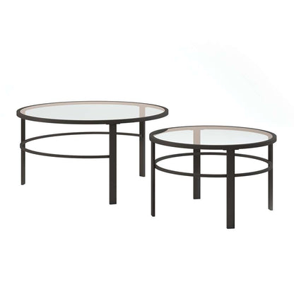 Hudson & Canal - Gaia Round Nested Coffee Table in Blackened Bronze - CT0051 veiw 1
