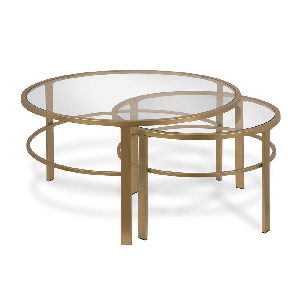 Hudson & Canal - Gaia Round Nested Coffee Table in Brass - CT0052 veiw 1