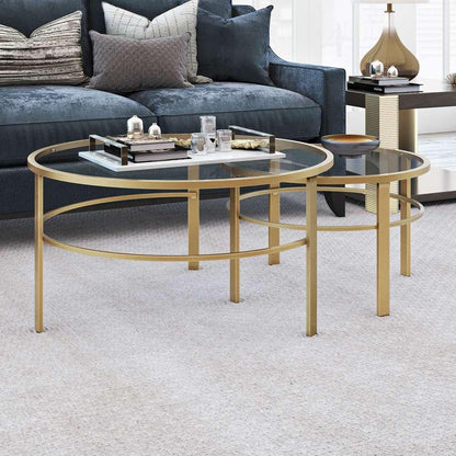 Hudson & Canal - Gaia Round Nested Coffee Table in Brass - CT0052 veiw 2