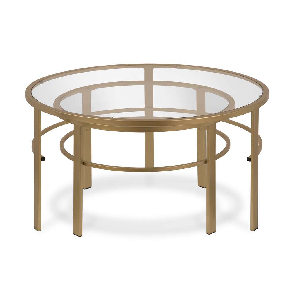 Hudson & Canal - Gaia Round Nested Coffee Table in Brass - CT0052 veiw 3