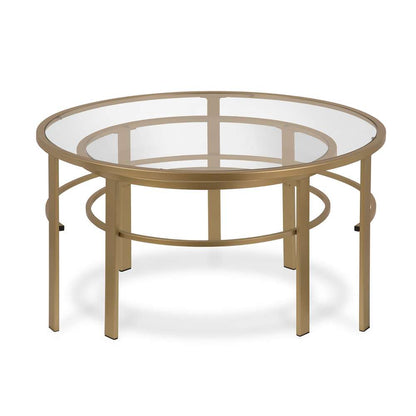 Hudson & Canal - Gaia Round Nested Coffee Table in Brass - CT0052 veiw 3