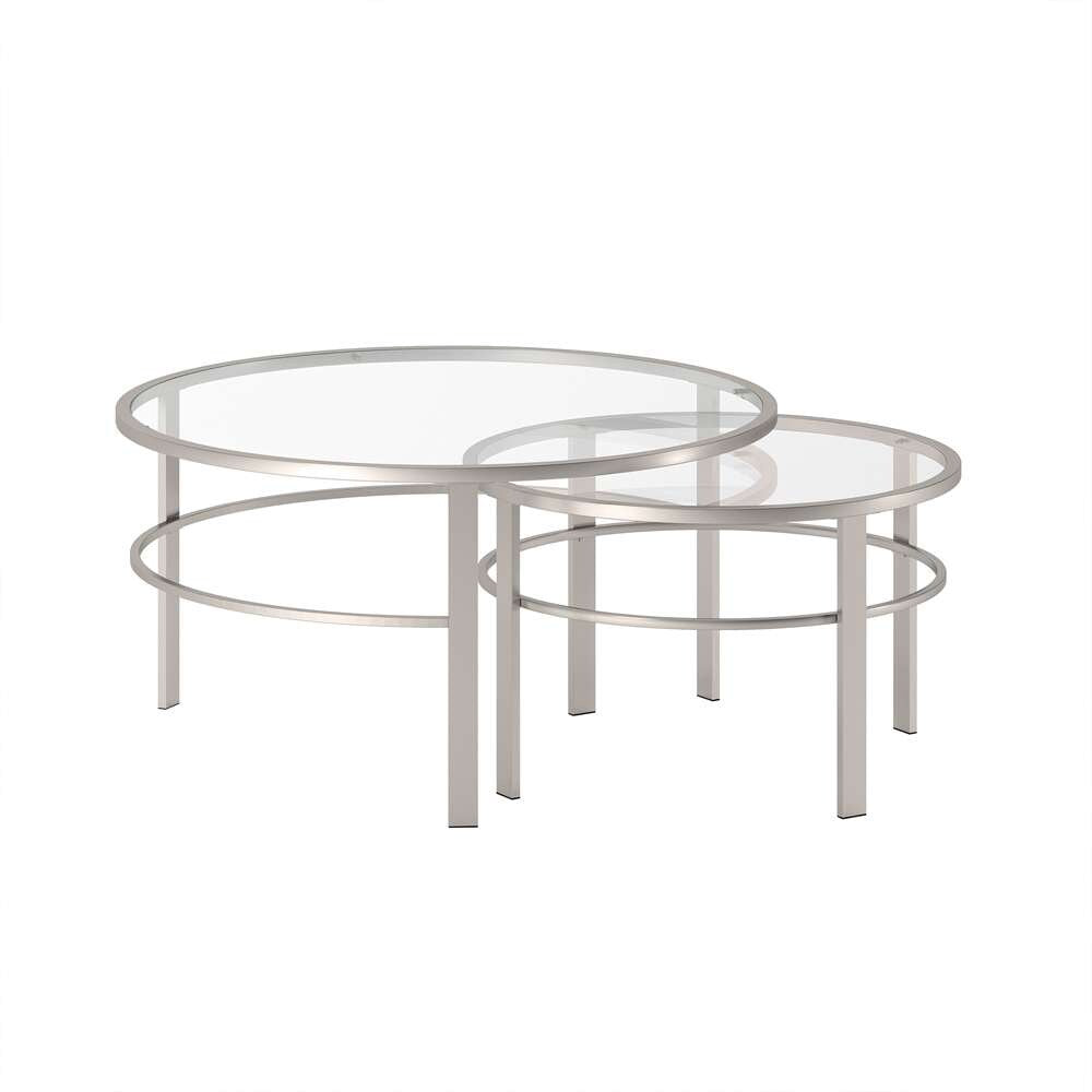 Hudson & Canal - Gaia Round Nested Coffee Table in Satin Nickel - CT0053 veiw 1
