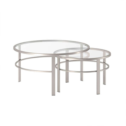 Hudson & Canal - Gaia Round Nested Coffee Table in Satin Nickel - CT0053 veiw 1