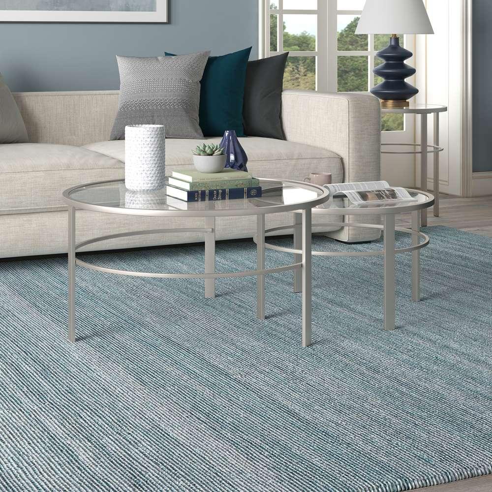 Hudson & Canal - Gaia Round Nested Coffee Table in Satin Nickel - CT0053 veiw 2