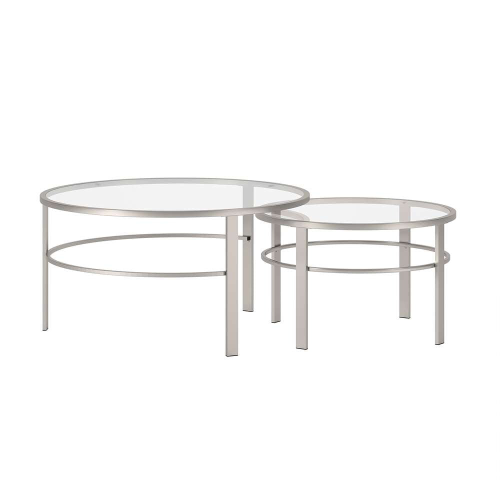 Hudson & Canal - Gaia Round Nested Coffee Table in Satin Nickel - CT0053 veiw 3
