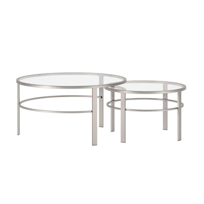 Hudson & Canal - Gaia Round Nested Coffee Table in Satin Nickel - CT0053 veiw 3