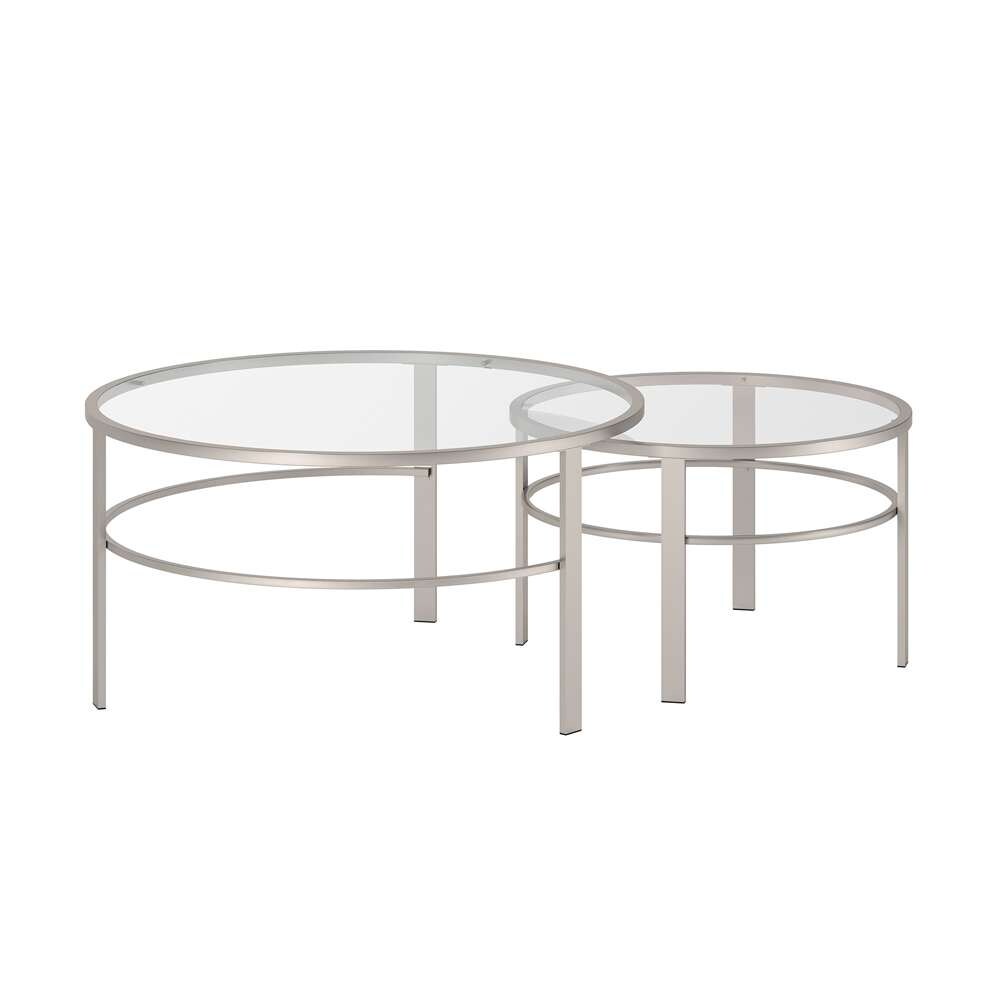 Hudson & Canal - Gaia Round Nested Coffee Table in Satin Nickel - CT0053 veiw 5