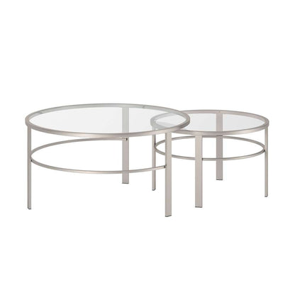 Hudson & Canal - Gaia Round Nested Coffee Table in Satin Nickel - CT0053 veiw 5