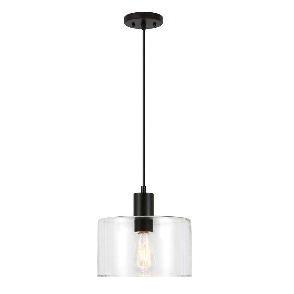Hudson & Canal - Henri 10in Wide Pendant with Glass Shade in Blackened Bronze/Clear - PD0097 veiw 1