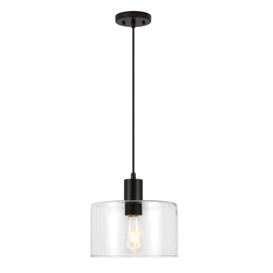 Hudson & Canal - Henri 10in Wide Pendant with Glass Shade in Blackened Bronze/Clear - PD0097 veiw 1