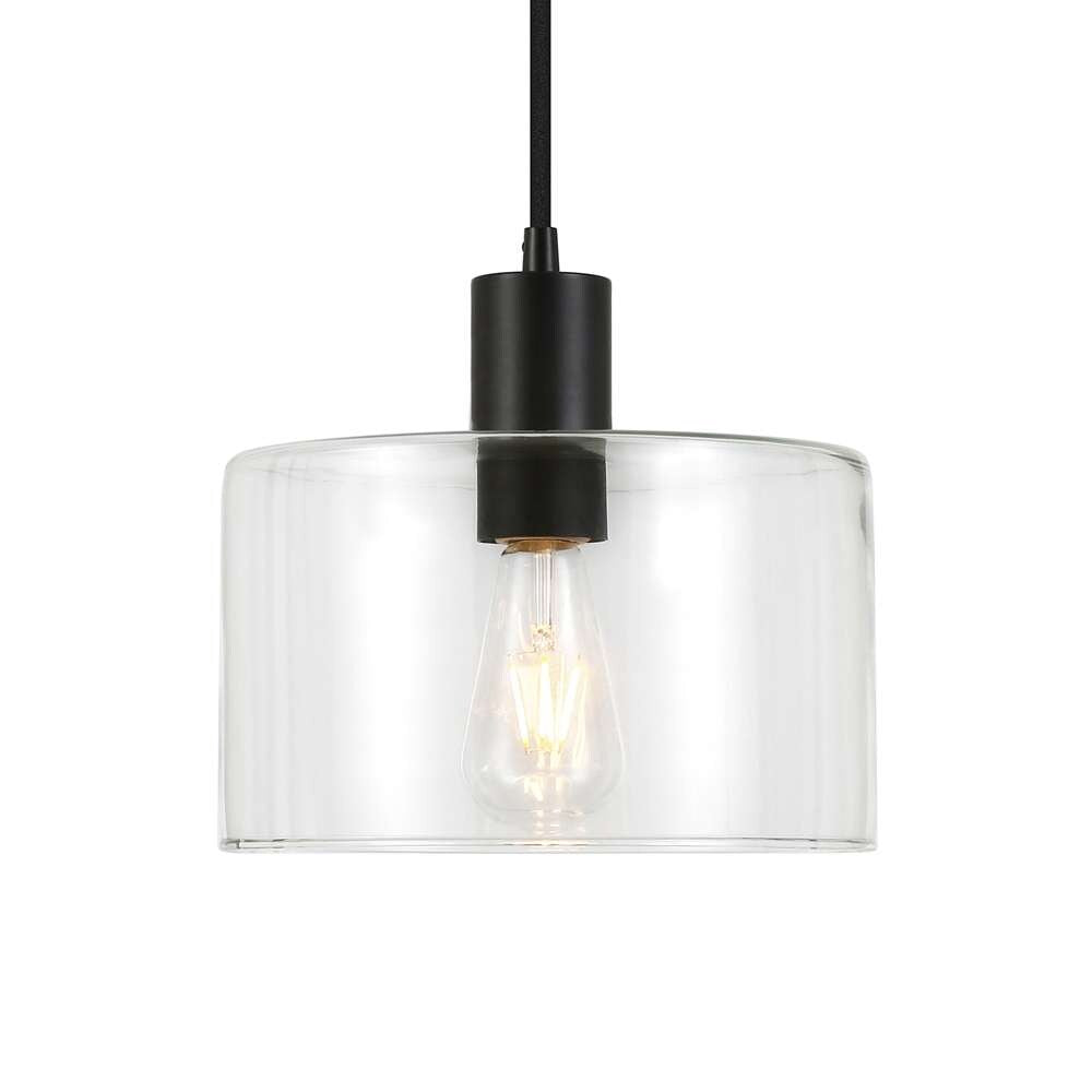 Hudson & Canal - Henri 10in Wide Pendant with Glass Shade in Blackened Bronze/Clear - PD0097 veiw 3