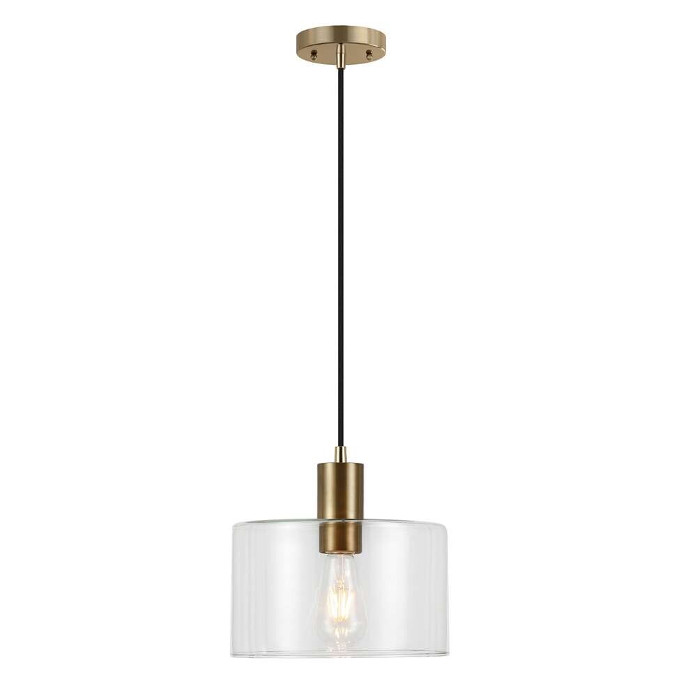 Hudson & Canal - Henri 10in Wide Pendant with Glass Shade in Brass/Clear - PD0096 veiw 1