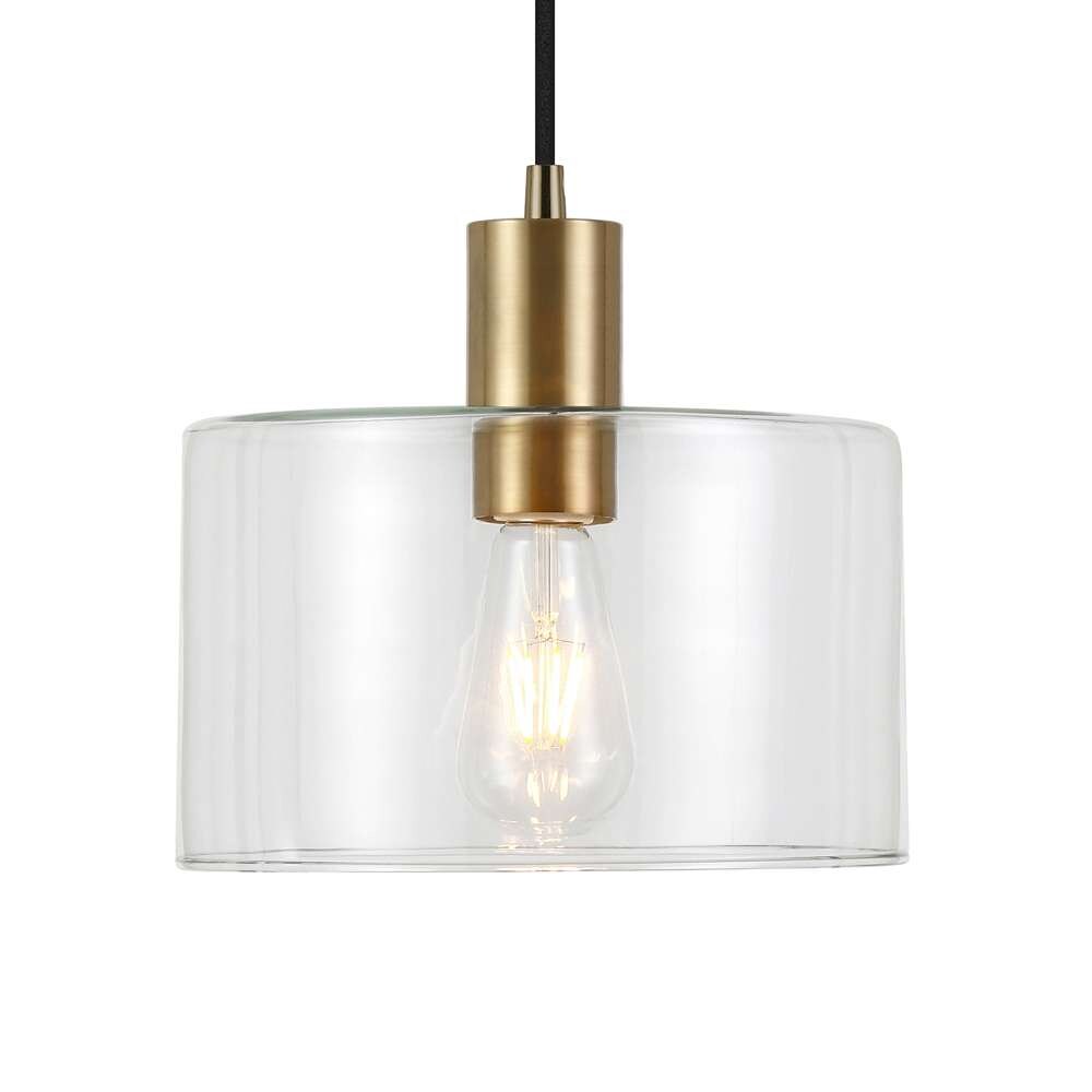 Hudson & Canal - Henri 10in Wide Pendant with Glass Shade in Brass/Clear - PD0096 veiw 3
