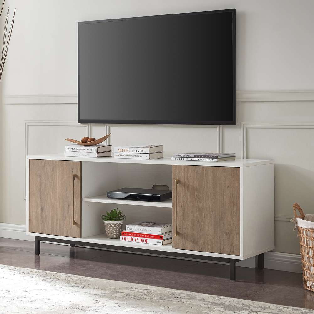 Hudson & Canal - Julian Rectangular TV Stand for TVs up to 65in in White/Antiqued Gray Oak - TV1680 veiw 2