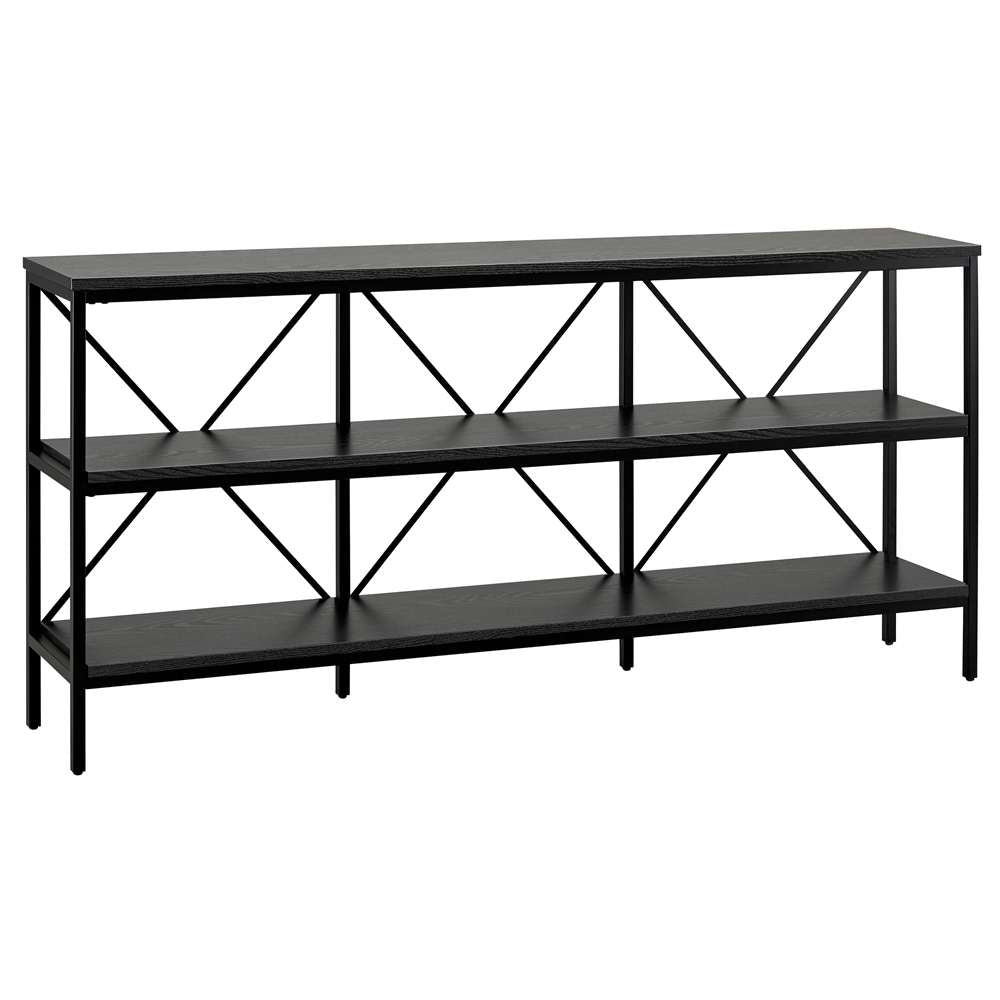 Hudson & Canal - Kira 64in Wide Rectangular Console Table in Blackened Bronze/Black Grain - AT1359 veiw 1