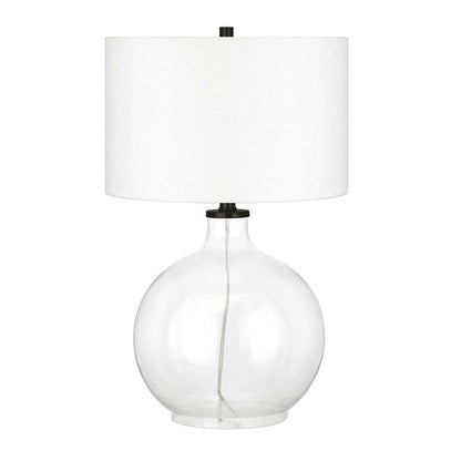 Hudson & Canal - Laelia 24.75in Tall Table Lamp with Fabric Shade in Clear Glass/Blackened Bronze/White - TL0374 veiw 1