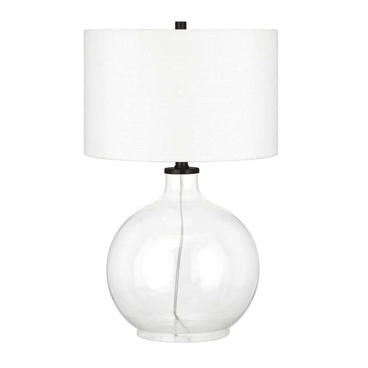 Hudson & Canal - Laelia 24.75in Tall Table Lamp with Fabric Shade in Clear Glass/Blackened Bronze/White - TL0374 veiw 1