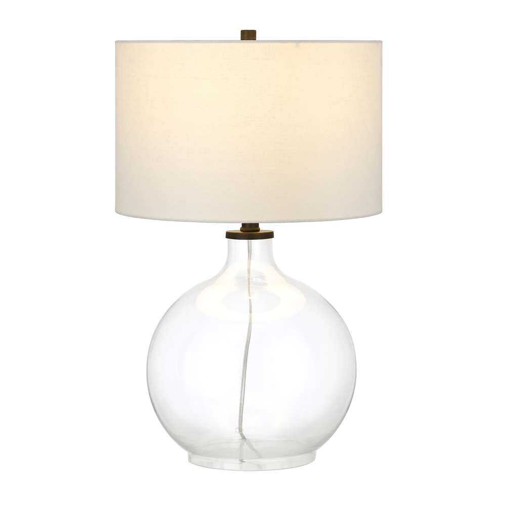 Hudson & Canal - Laelia 24.75in Tall Table Lamp with Fabric Shade in Clear Glass/Blackened Bronze/White - TL0374 veiw 3