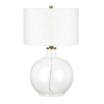 Hudson & Canal - Laelia 24.75in Tall Table Lamp with Fabric Shade in Clear Glass/Brass/White - TL0373 veiw 1