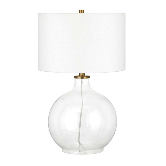 Hudson & Canal - Laelia 24.75in Tall Table Lamp with Fabric Shade in Clear Glass/Brass/White - TL0373 veiw 1