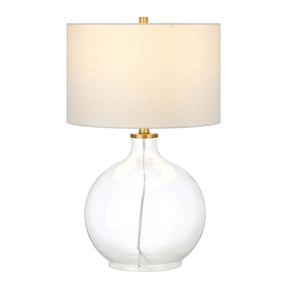 Hudson & Canal - Laelia 24.75in Tall Table Lamp with Fabric Shade in Clear Glass/Brass/White - TL0373 veiw 3