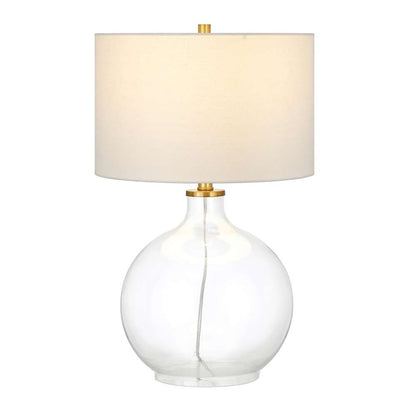 Hudson & Canal - Laelia 24.75in Tall Table Lamp with Fabric Shade in Clear Glass/Brass/White - TL0373 veiw 3