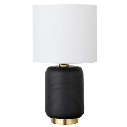 Hudson & Canal - Lambert 15in Tall Ceramic Mini Lamp with Fabric Shade in Matte Black/White - ML0925 veiw 1
