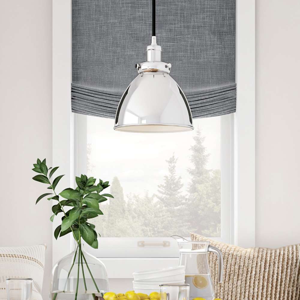 Hudson & Canal - Madison 8in Wide Pendant with Metal Shade in Polished Nickel/Polished Nickel - PD0352 veiw 2