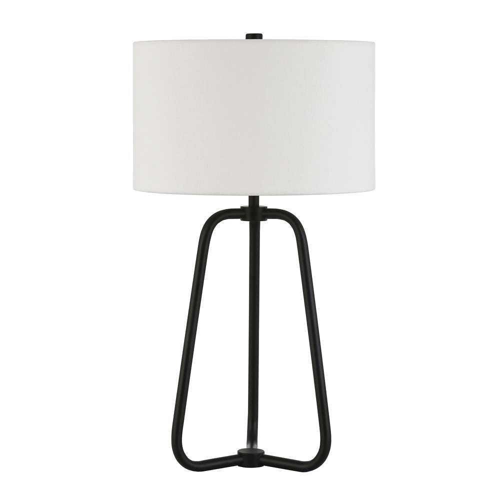 Hudson & Canal - Marduk 25.5in Tall Table Lamp with Fabric Shade in Blackened Bronze/White - TL0126 veiw 3