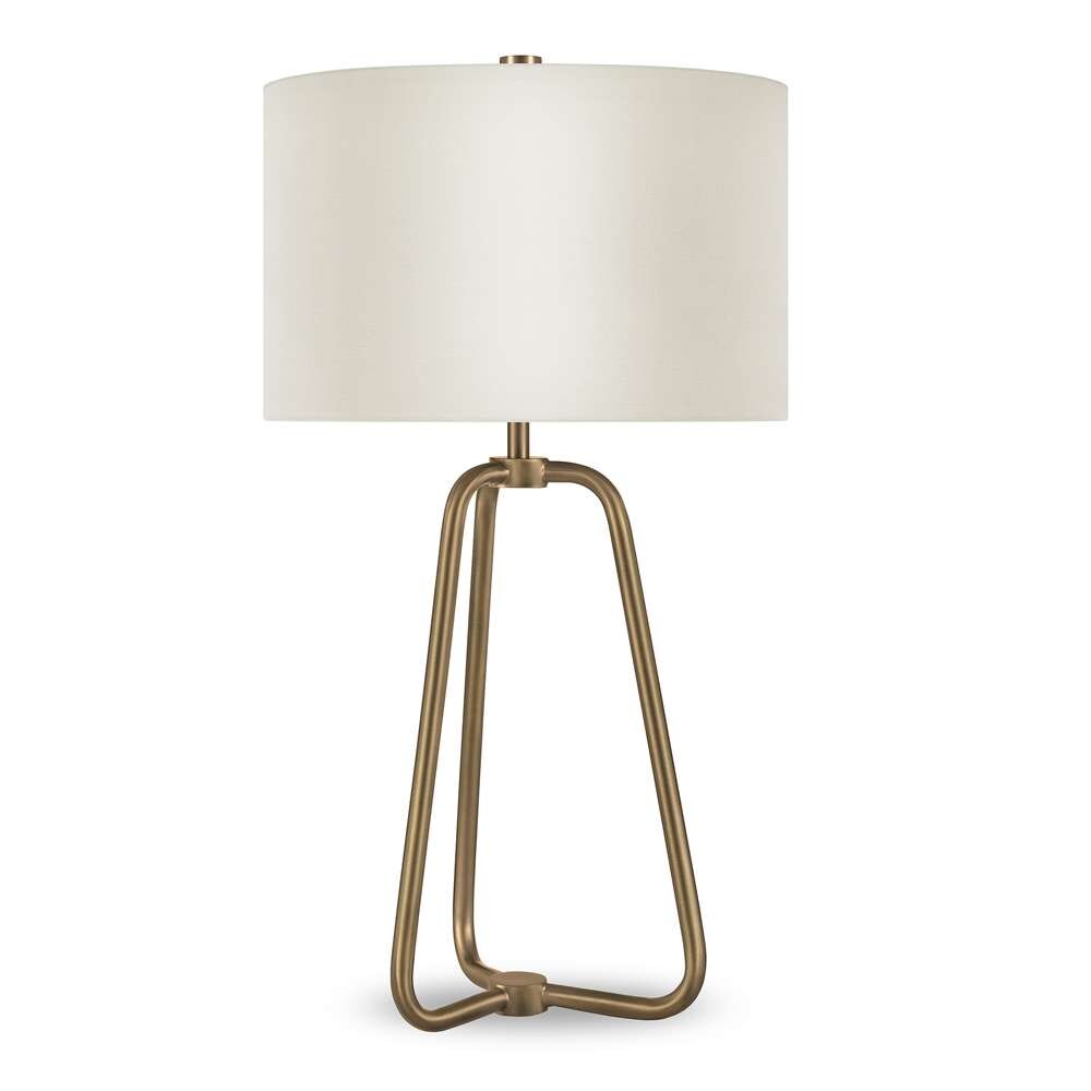 Hudson & Canal - Marduk 25.5in Tall Table Lamp with Fabric Shade in Brass/White - TL0001 veiw 1