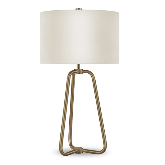 Hudson & Canal - Marduk 25.5in Tall Table Lamp with Fabric Shade in Brass/White - TL0001 veiw 1