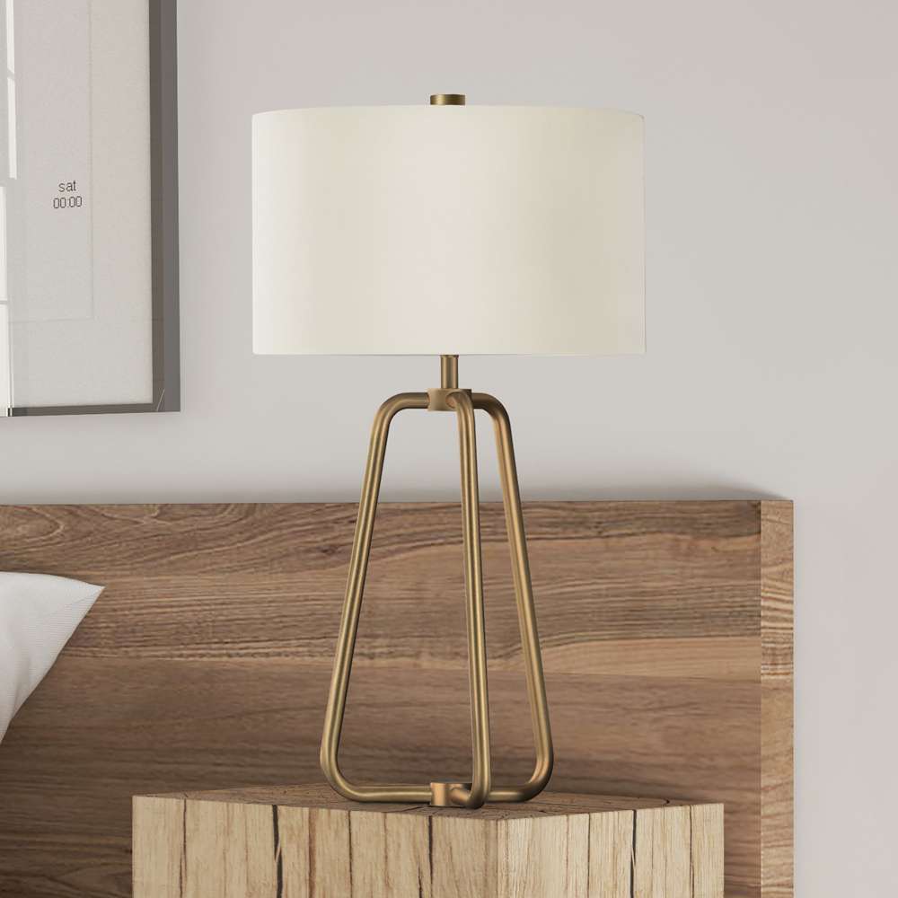 Hudson & Canal - Marduk 25.5in Tall Table Lamp with Fabric Shade in Brass/White - TL0001 veiw 2