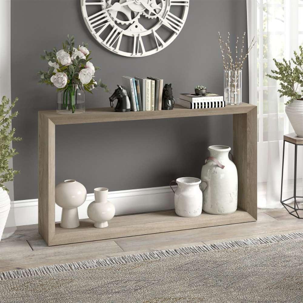 Hudson & Canal - Osmond 55in Wide Rectangular Console Table in Antiqued Gray Oak - AT1945 veiw 2