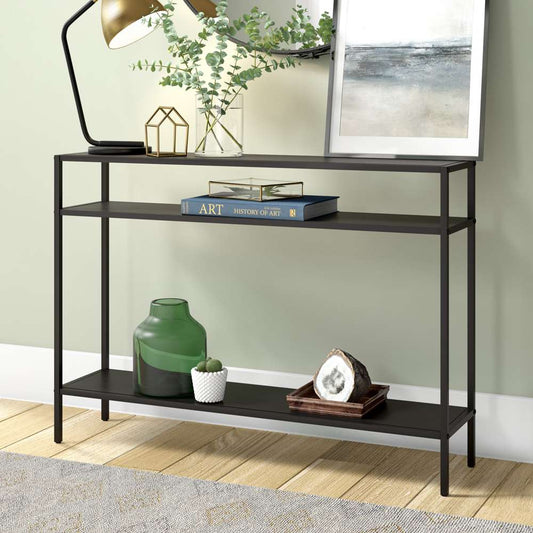 Hudson & Canal - Ricardo 42in Wide Rectangular Console Table with Metal Shelves in Blackened Bronze - AT0512 veiw 2