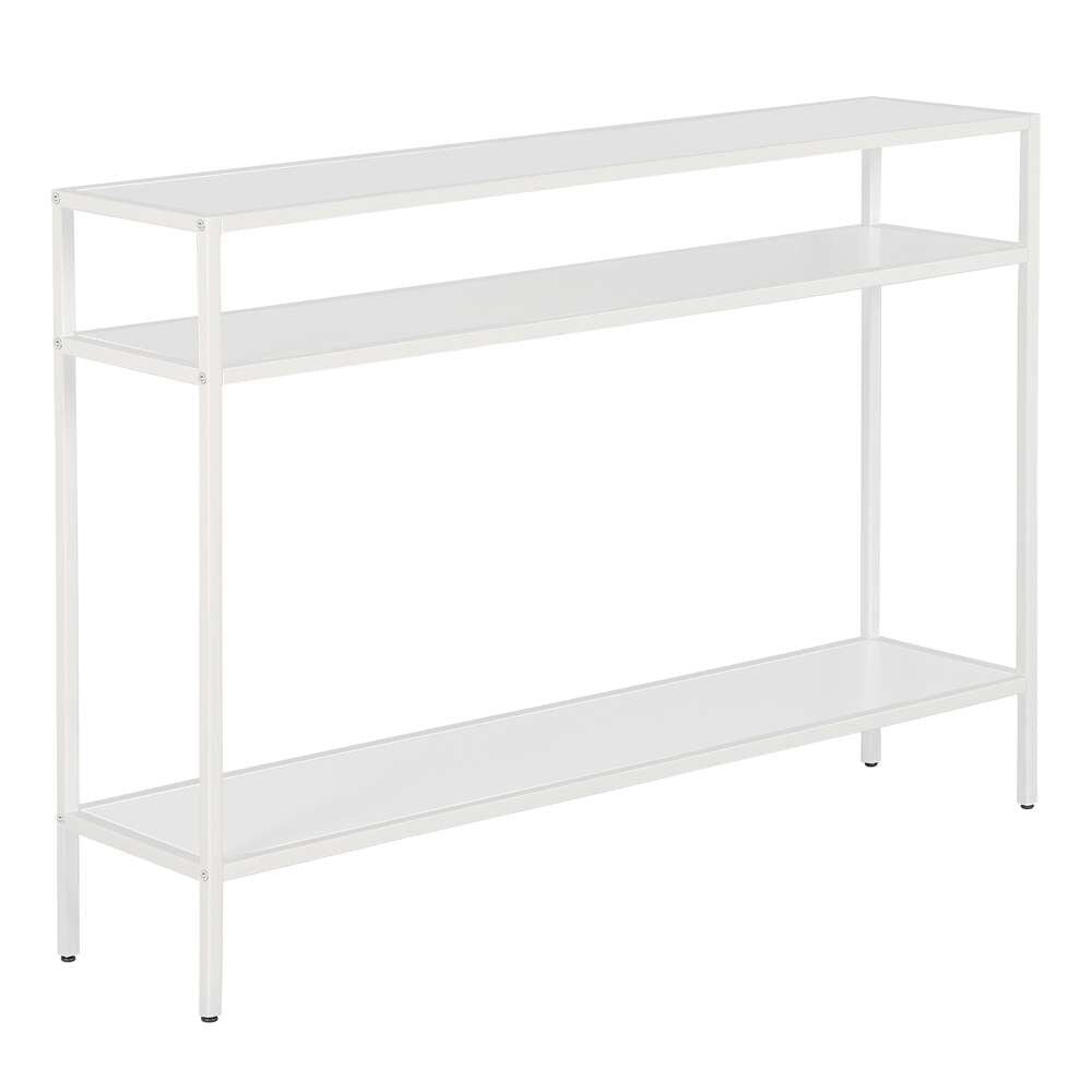 Hudson & Canal - Ricardo 42in Wide Rectangular Console Table with Metal Shelves in Matte White - AT1033 veiw 1