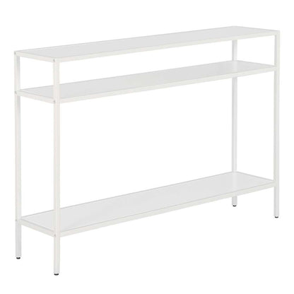 Hudson & Canal - Ricardo 42in Wide Rectangular Console Table with Metal Shelves in Matte White - AT1033 veiw 1