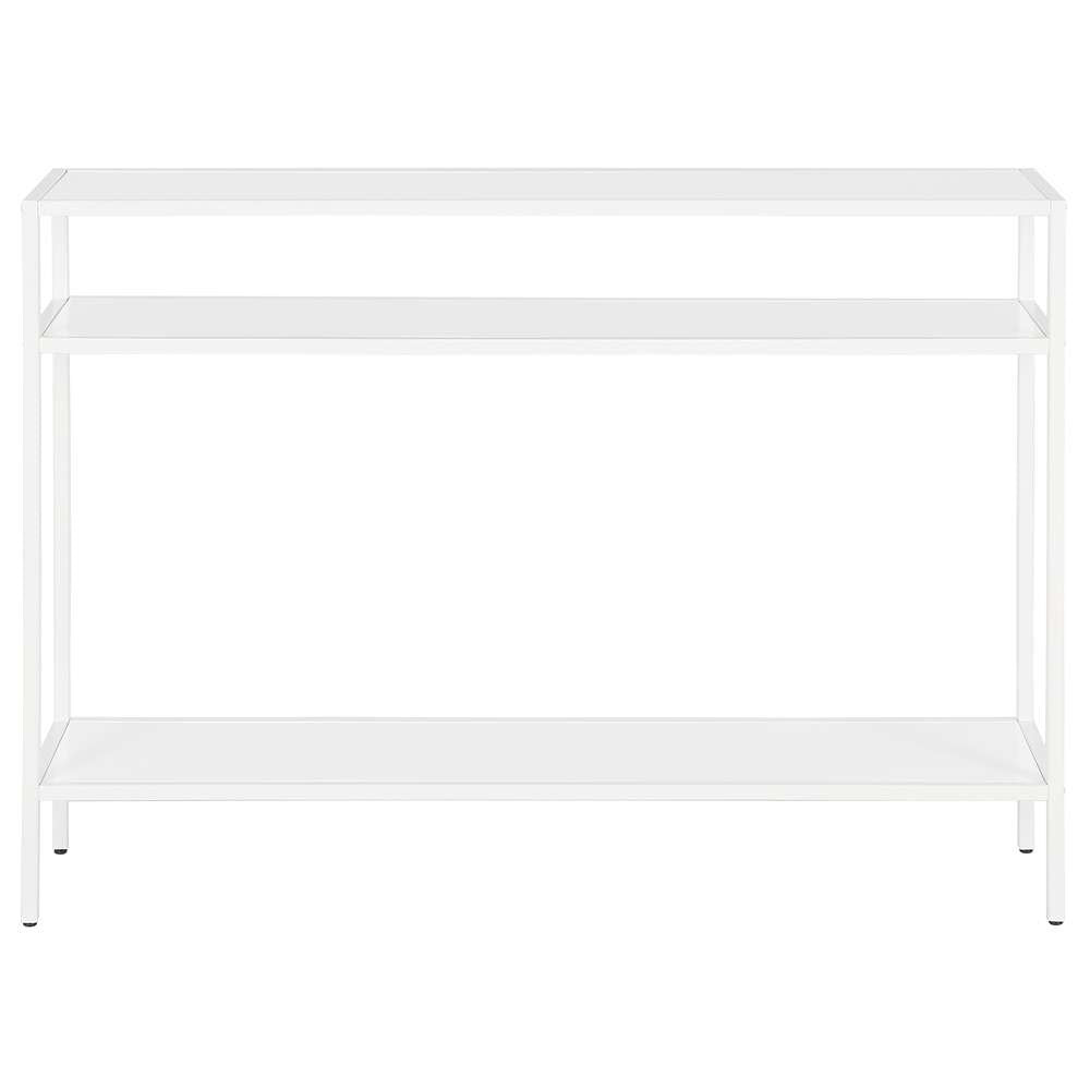 Hudson & Canal - Ricardo 42in Wide Rectangular Console Table with Metal Shelves in Matte White - AT1033 veiw 3