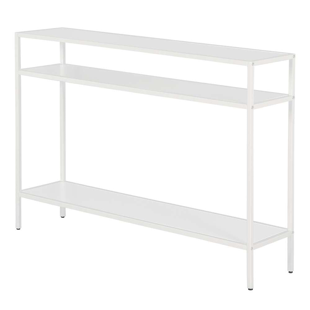 Hudson & Canal - Ricardo 42in Wide Rectangular Console Table with Metal Shelves in Matte White - AT1033 veiw 4