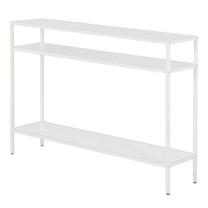 Hudson & Canal - Ricardo 42in Wide Rectangular Console Table with Metal Shelves in Matte White - AT1033 veiw 4